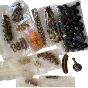 Beads & Findings Jewelry Making Kit Multicolor Glass Metal Loose Beads Lot Craft